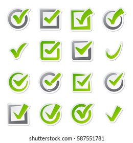 Check Box Icons Of Vote Mark Sign Choice Yes Symbol And Correct Design Right Agreement Voting Form Button Question Choose Success Graphic Vector Illustration.