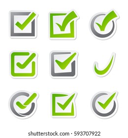 Check Box Icons Of Vote Mark Web Sign Choice Yes Symbol And Correct Design Right Agreement Voting Form Button Question Choose Success Graphic Vector Illustration.