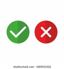 Check box list icon, green and red isolated on white background. Vector