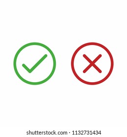	
Check box list icon, green and red isolated on white background. Vector