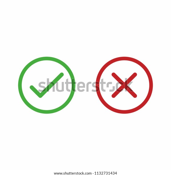 Check Box List Icon Green Red Stock Vector (Royalty Free) 1132731434 ...
