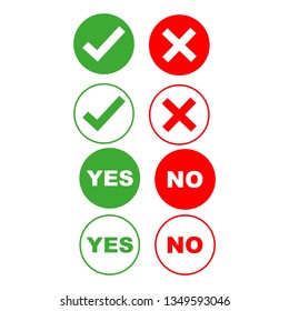 Check box list icons set, green and red isolated on white background, vector illustration.