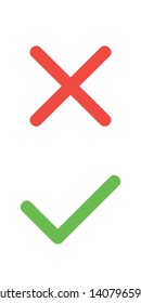 Check box list icons set, green and red isolated on white background, vector illustration.