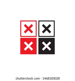 Check box list icons set, black and red isolated on white background, vector illustration.