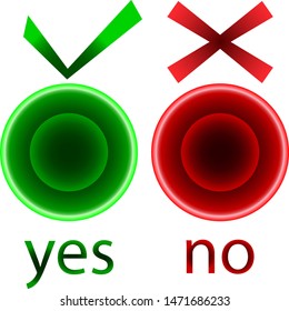 Check box list icons set, green and red isolated on white background, vector illustration.
