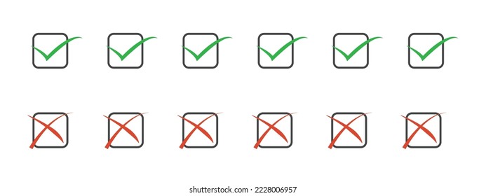 Check box list icons set, vector illustration.