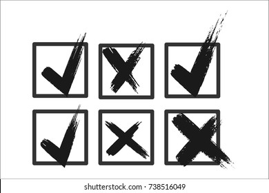 Check box list icons set, black isolated on white background, vector illustration.