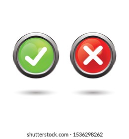 Check box list icons true and false set, green and red isolated on transparent background.