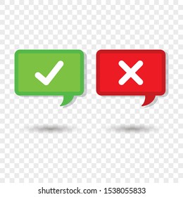 Check box list icons true and false set, green and red isolated on transparent background.
