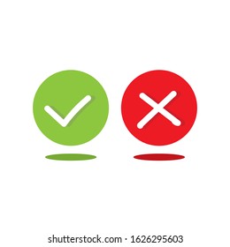 Check box list icons true and false set, green and red isolated on transparent background.