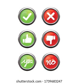 Check box list icons true and false ,right and wrong ,yes and no solated on white background.