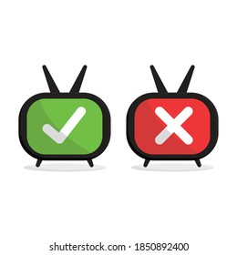 Marque los iconos de la lista true y false set, verde y rojo aislados en fondo transparente.