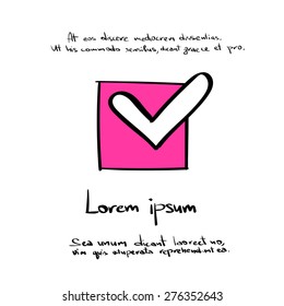 Check Box List Mark, Hand Draw Button Tick Sign Color Icon Vector Illustration