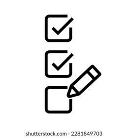 Marque la lista y el lápiz. Lista de tareas pendientes. Vector.