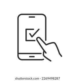 Marque la casilla de la selección del smartphone y marque el icono lineal. Línea con trazo editable