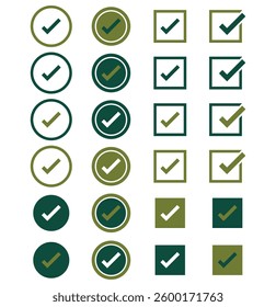 Check box tick mark icon set black button correct right wrong buttons or yes or no checkmark black cross black tick vector illustration. Outline and filed icon. 1176