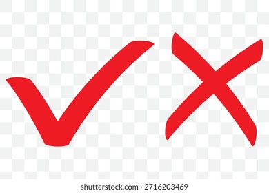 Marque la casilla de verificación icono de marca de verificación conjunto de Botones correctos Botones correctos incorrectos o sí o no marca de verificación Cruz roja Ilustración vectorial de marca verde, PNG fondo transparente