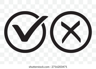 Marque la casilla de verificación icono de marca de verificación conjunto de Botones correctos Botones correctos incorrectos o sí o no marca de verificación Cruz roja Ilustración vectorial de marca verde, PNG fondo transparente