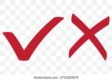 Marque la casilla de verificación icono de marca de verificación conjunto de Botones correctos Botones correctos incorrectos o sí o no marca de verificación Cruz roja Ilustración vectorial de marca verde, PNG fondo transparente