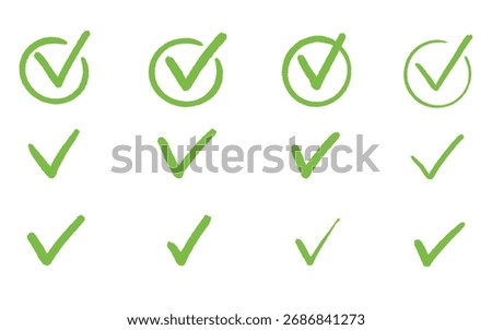 Check box tick mark icon set button correct right wrong buttons or yes or no checkmark red cross green tick vector illustration EPS