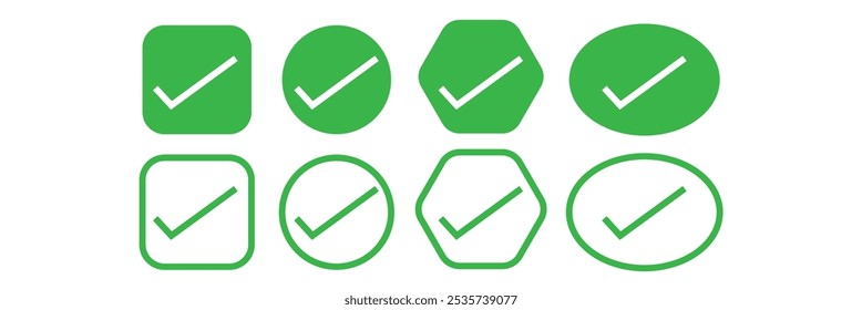 Casilla de verificación Ilustración de ícono de Vector. Signo de símbolo de Casilla de verificación. Icono de casilla de verificación con el símbolo de la derecha, sí, marca.