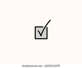 Casilla con icono Comprobar vector. Marca de verificación aislada en la ilustración plana de la caja - Vector