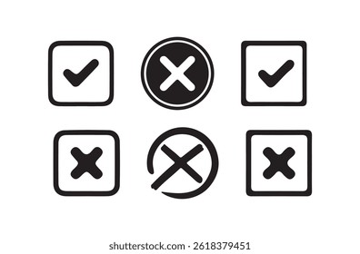 Check box with yes and no sign. tick and cross button. Modern label icons check mark. vector illustration eps 10