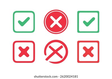 Check box with yes and no sign. Modern label icons check mark and cross on transparent background. Vector Illustration Eps 10