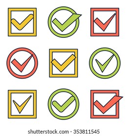 Check boxes set. Vector illustration