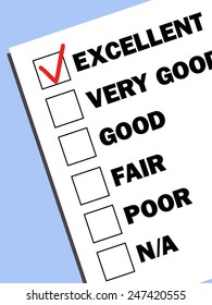 check boxes with test results with a  tick on excellent mark
