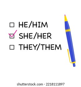 Check Boxes With Three Personal Gender Pronouns