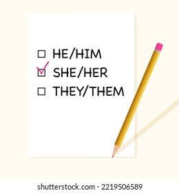 Check Boxes With Three Personal Gender Pronouns