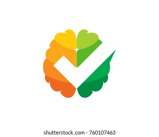 Check Brain Icon Logo Design Element