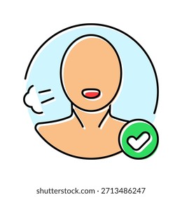 Compruebe si hay Vector de icono de color de respiración. Compruebe si hay signo de respiración. Ilustración de símbolo aislado