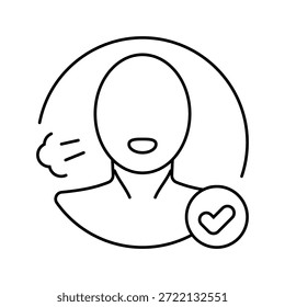 Compruebe si hay un Vector de icono de línea de respiración. Compruebe si hay un signo de respiración. Ilustración negra de contorno aislado