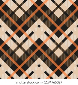 Check brown beige textile seamless pattern. Vector illustration.