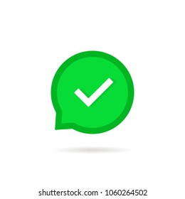 check bubble or okey v tick icon. concept of customer recommend and sure, excellent or great. cartoon simple flat trend modern premium stamp ui logotype graphic design isolated on white background