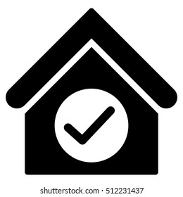 Check Building vector icon. Flat black symbol. Pictogram is isolated on a white background. Designed for web and software interfaces.