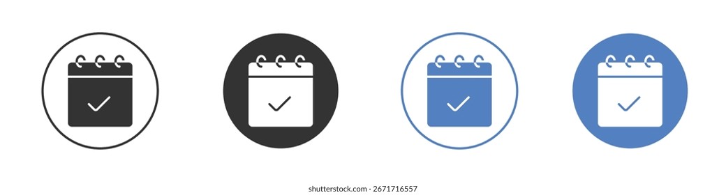 Colección de iconos de calendario para App en colores negro y azul