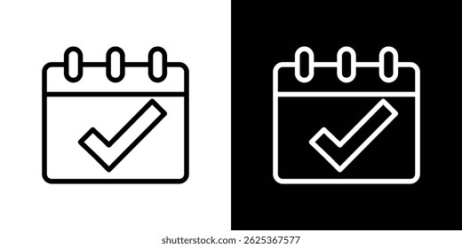 Check in calendar icon concept stroke on white background