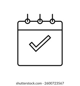 Check in calendar icon isolated. simple vector icon on white background