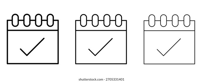 Check in calendar icon linear style sign for mobile concept and web design.