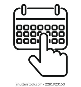 Comprobar vector de contorno de icono de calendario. Cliente de servicio. Llamada de cliente