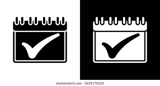 Check in calendar icon Vector in flat style. Collection silhouettes
