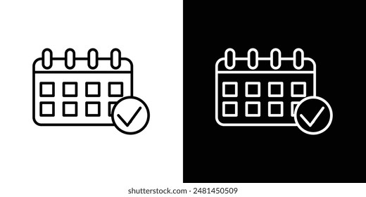 Registrar conjunto de Ilustraciones vectoriales de iconos de línea de calendario.