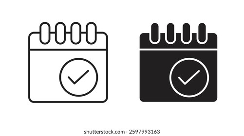 Check in calendar line icon vector set.