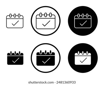 Registrar conjunto de iconos de Vector de línea fina de calendario.