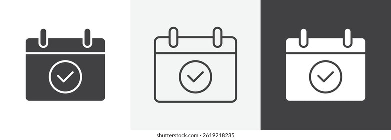 Fazer check-in de ícones de vetor da Web do calendário
