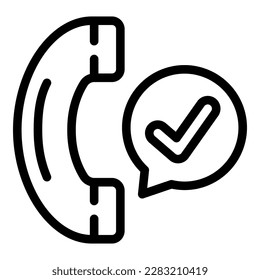 Check call icon outline vector. Form approved. Paper stamp