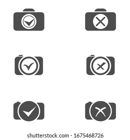 Check camera logo icon design Vector isolated